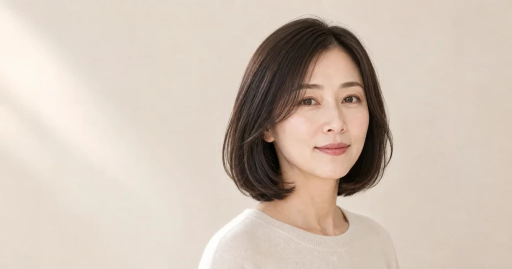 毛先を内巻きワンカールにしたボブの成人女性