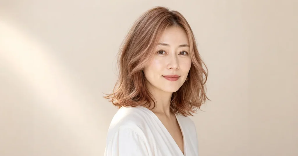 ストロベリーブロンドの髪色をまとった成人女性