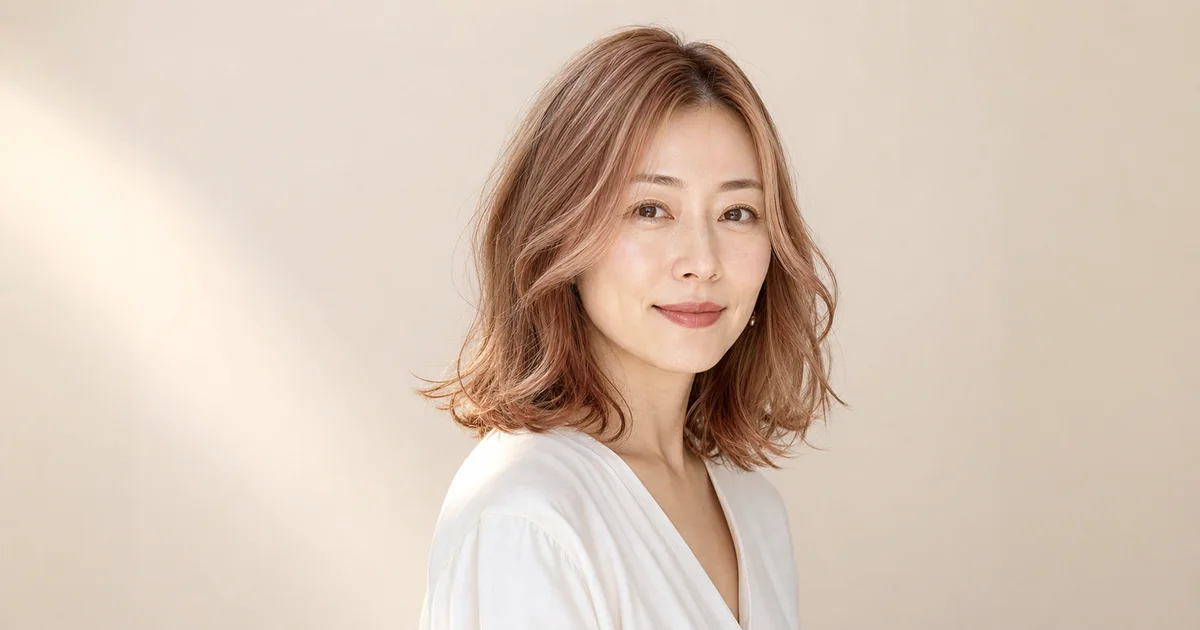 ストロベリーブロンドの髪色をまとった成人女性