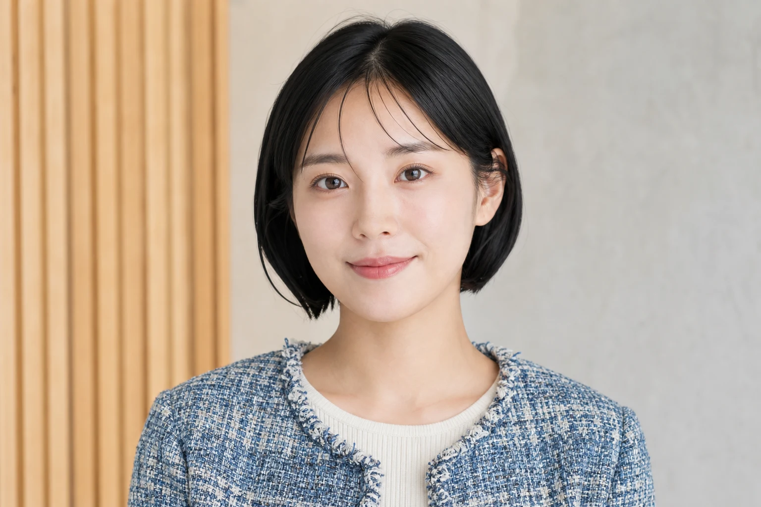 頬の赤みが気になる範囲へグリーン系CCクリームを薄くなじませた成人女性